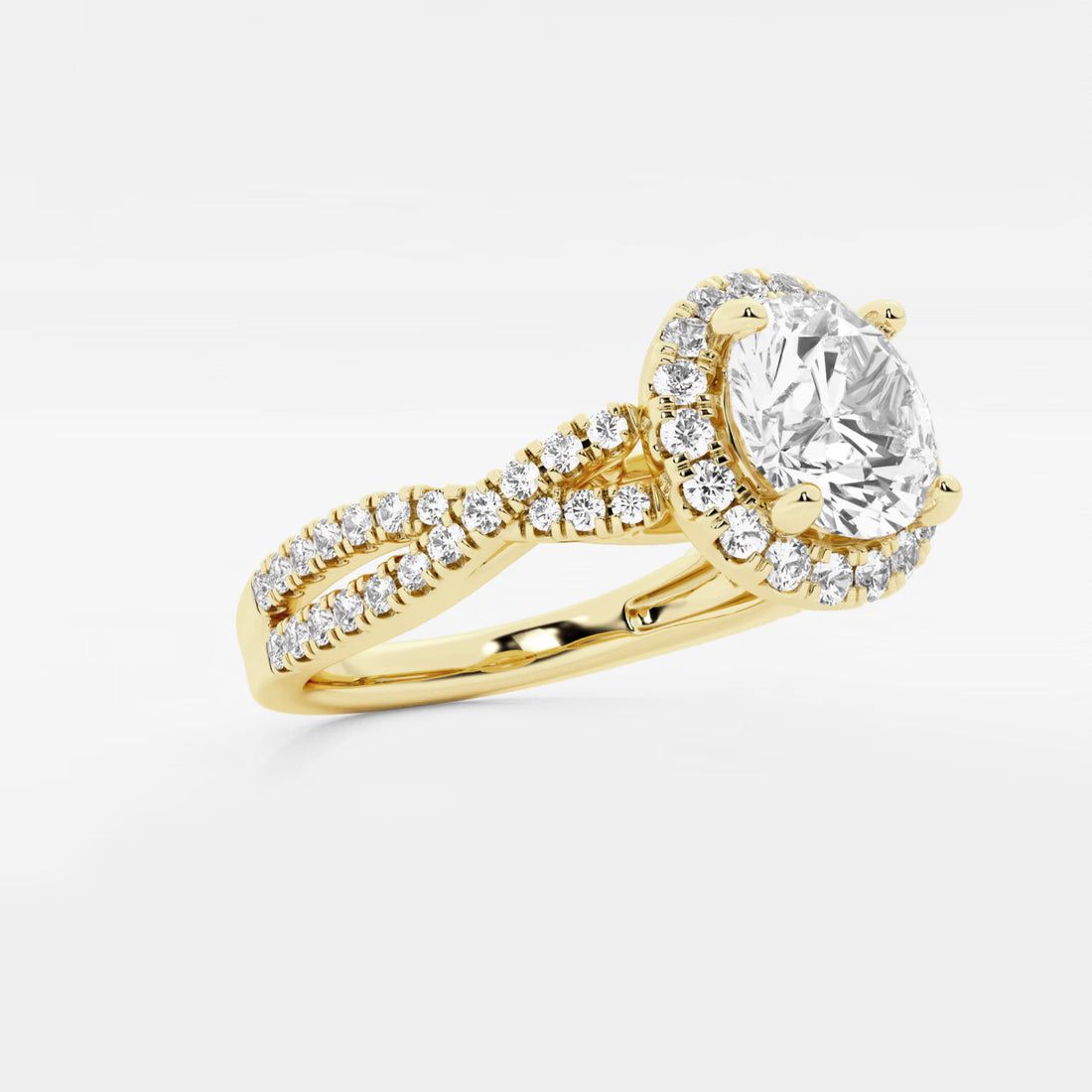 Round Cut Lab Grown Diamond Halo Engagement Ring