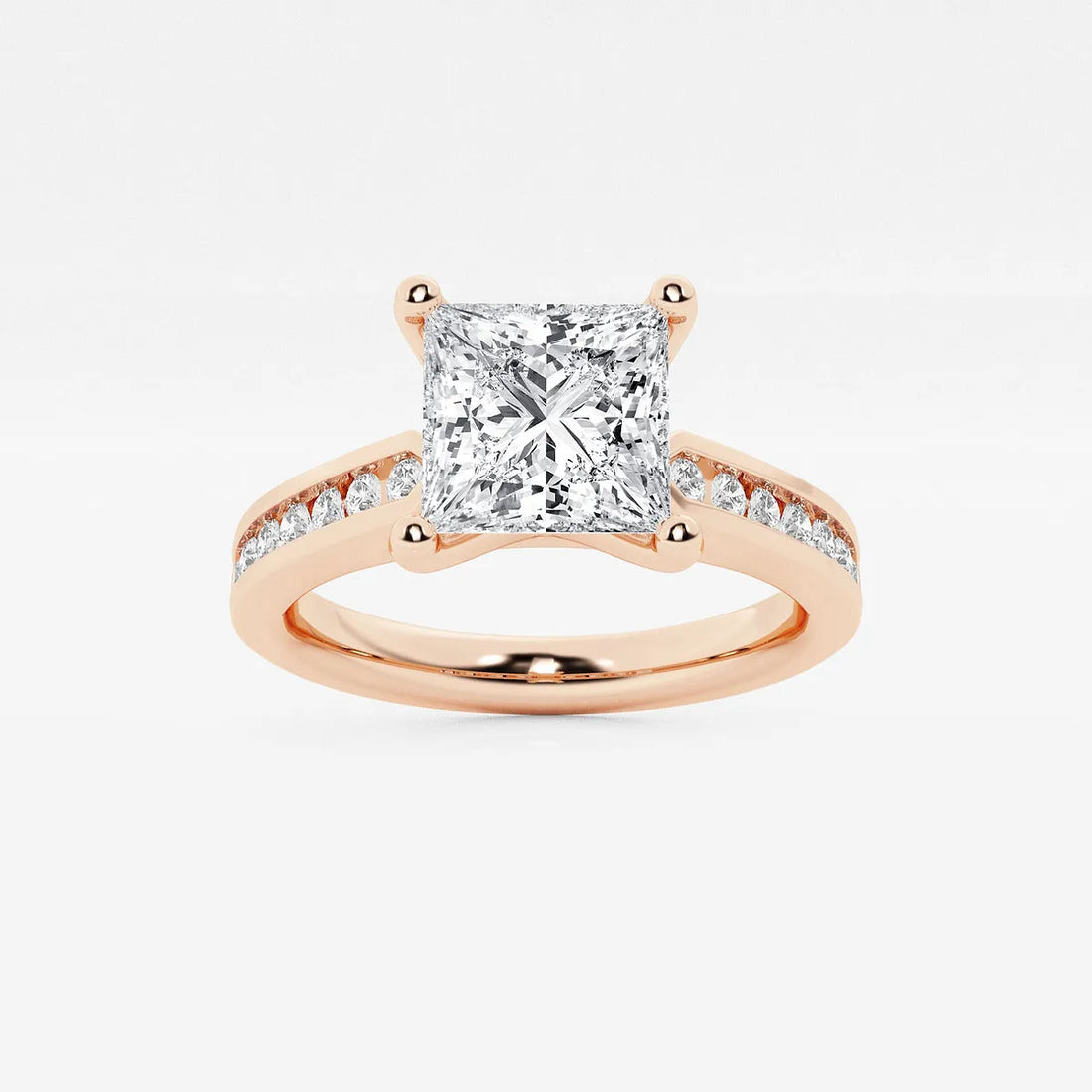 Princess Cut Lab Diamond Engagement Ring | Channel Set Diamond Band