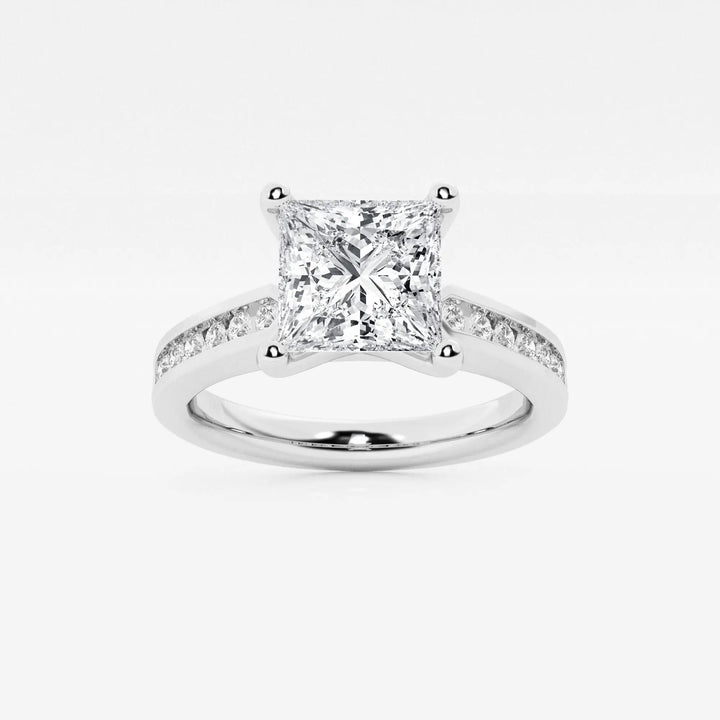 Princess Cut Lab Diamond Engagement Ring | Channel Set Diamond Band