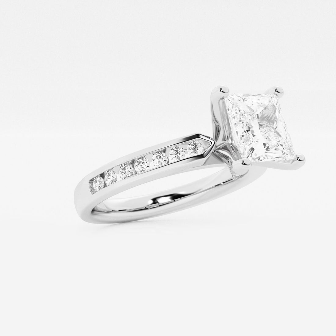 Princess Cut Lab Diamond Engagement Ring | Channel Set Diamond Band