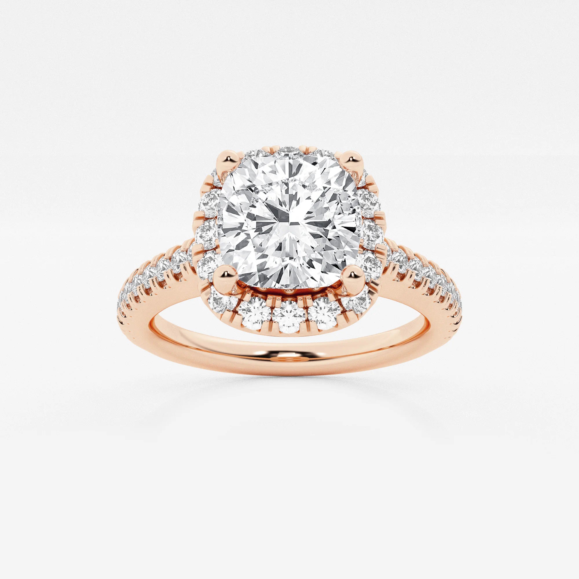 Cushion Lab Grown Diamond French Pavé Halo Engagement Ring