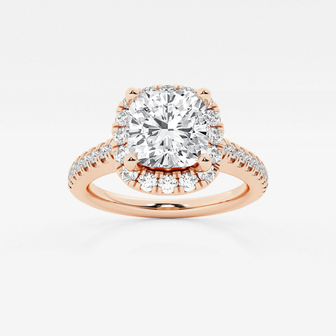 Cushion Lab Grown Diamond Split Shank Halo Engagement Ring
