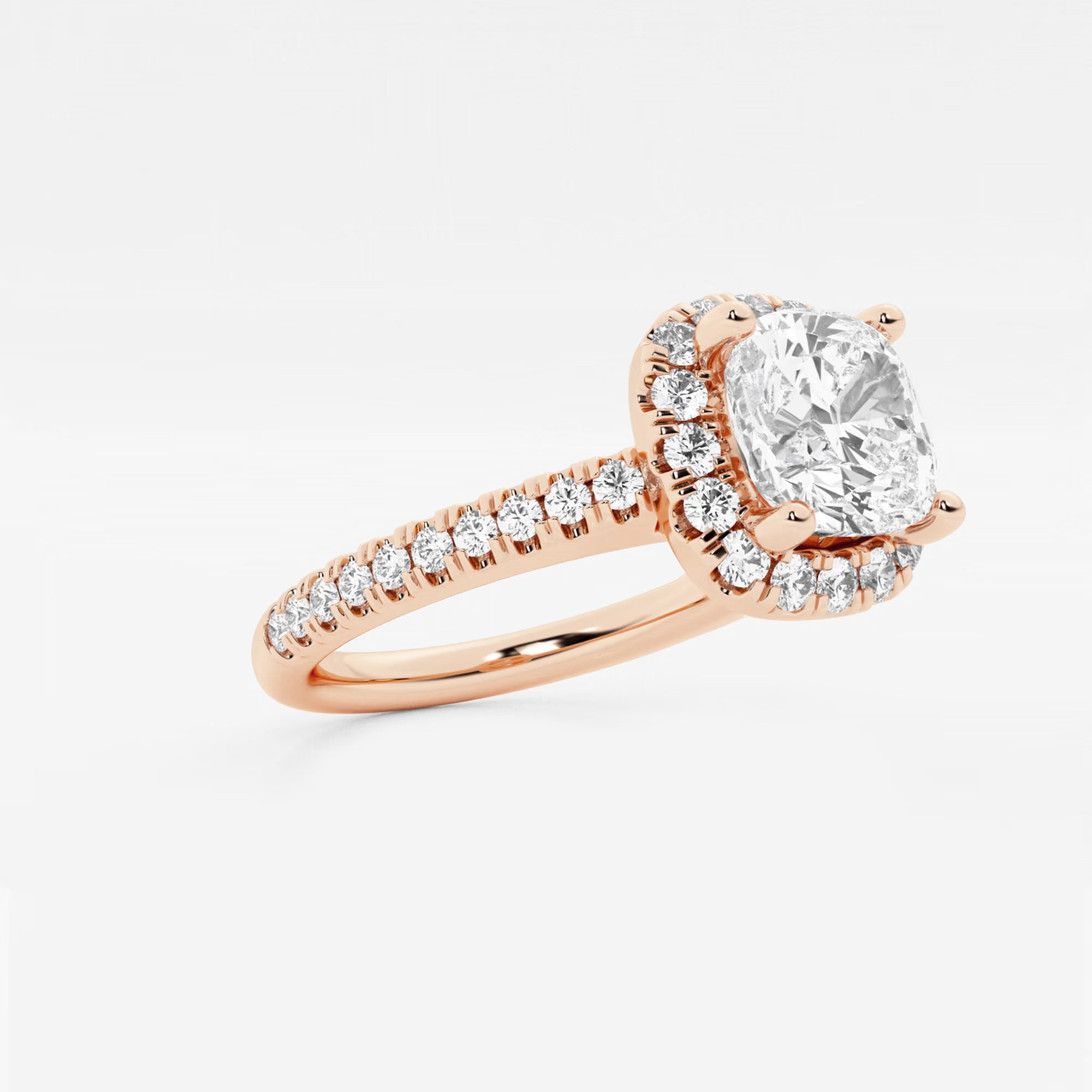 Cushion Lab Grown Diamond French Pavé Halo Engagement Ring
