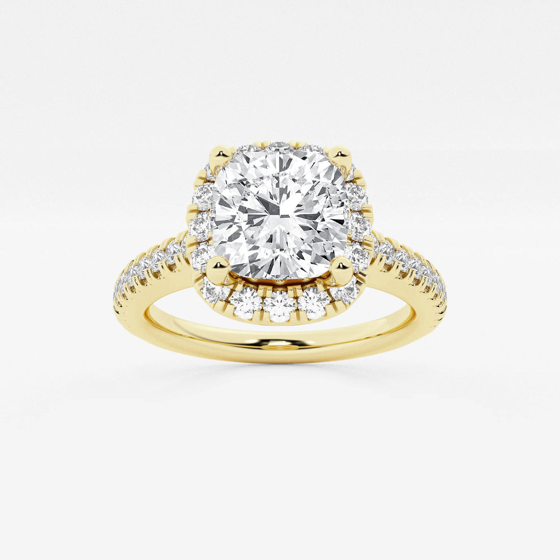 Cushion Lab Grown Diamond Split Shank Halo Engagement Ring