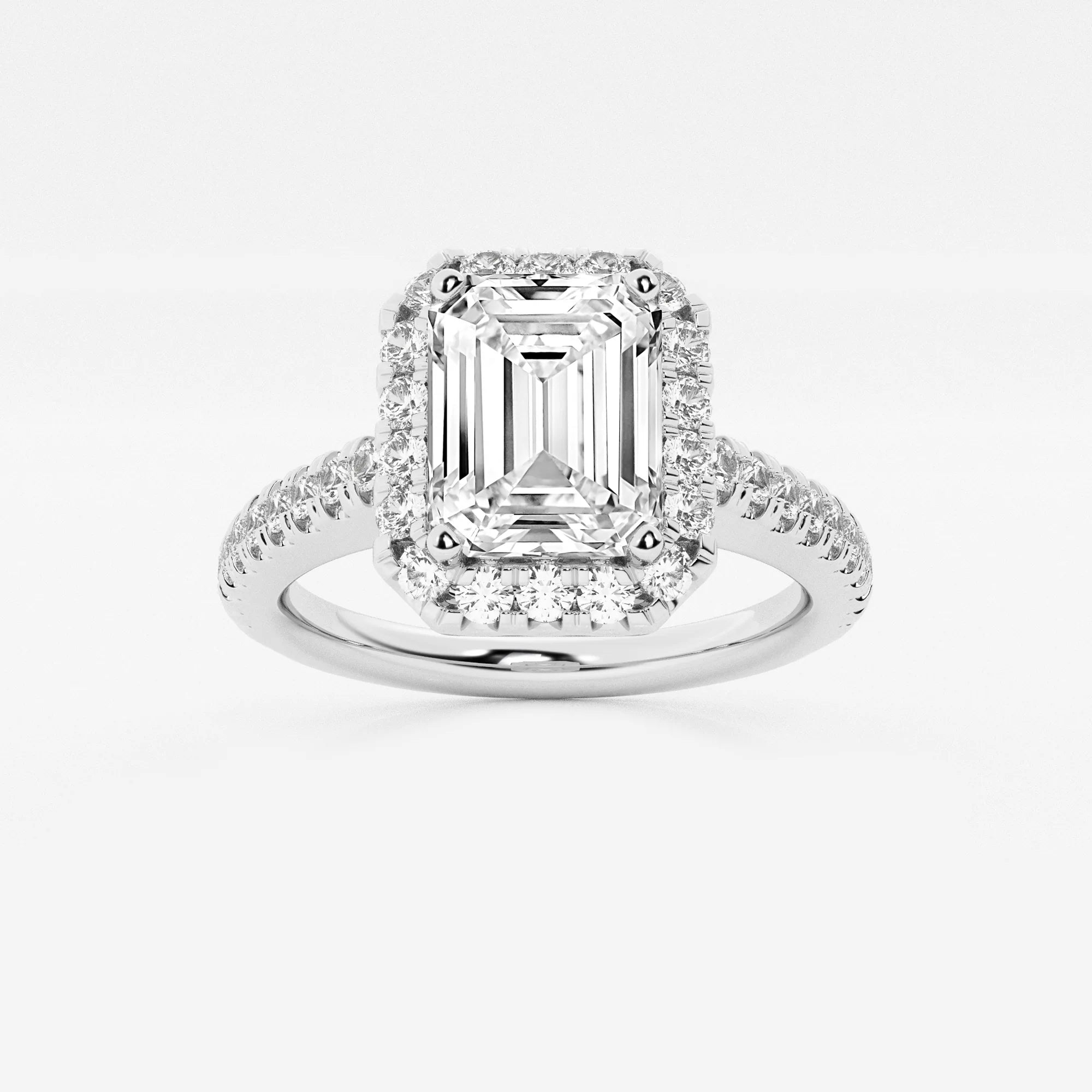 Emerald Cut Lab Diamond Halo Engagement Ring