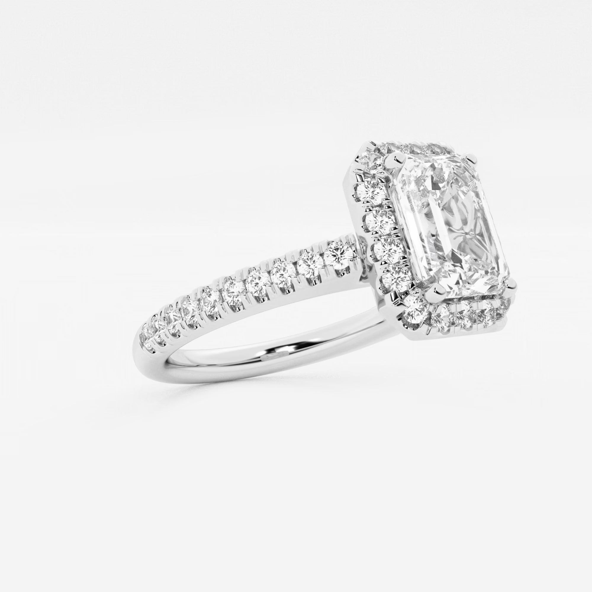 Emerald Cut Lab Diamond Halo Engagement Ring