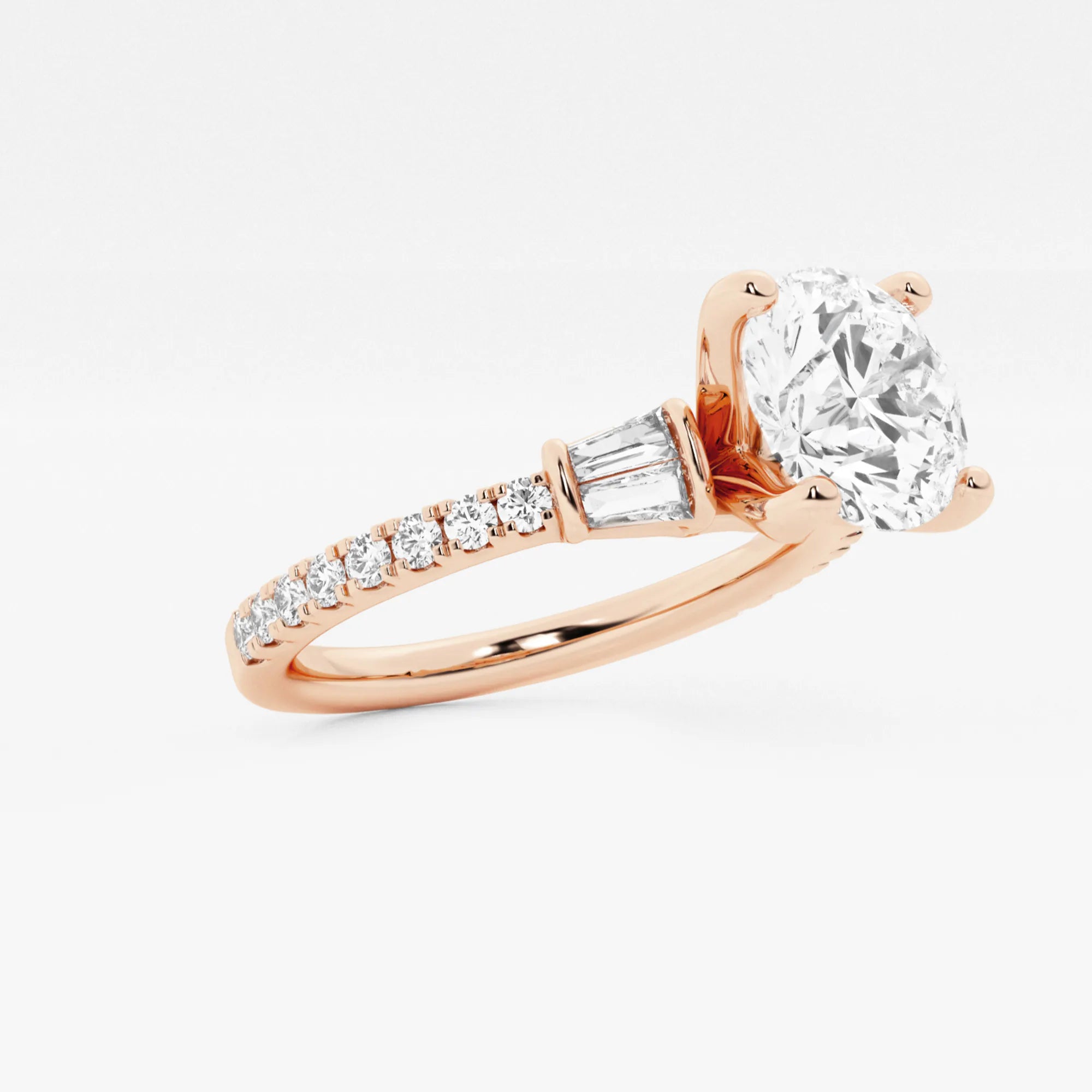 Round Cut Lab Grown Diamond Three Stone Engagement Ring