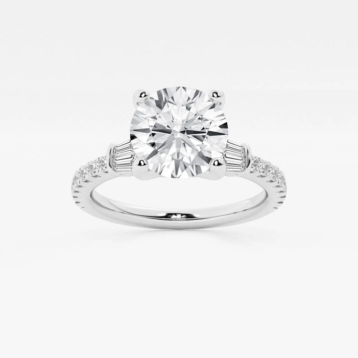 Round Cut Lab Grown Diamond Three Stone Engagement Ring