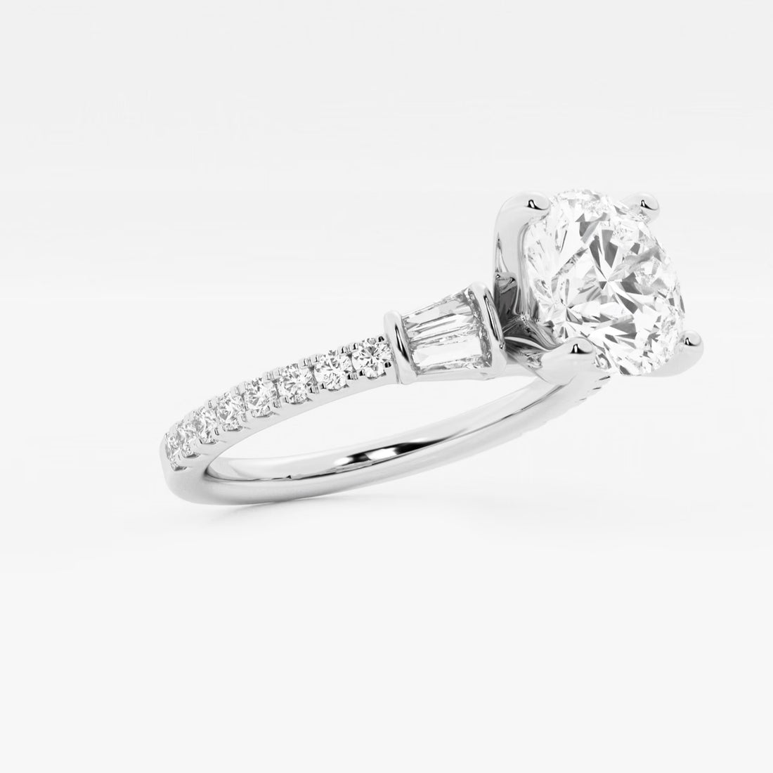 Round Cut Lab Grown Diamond Three Stone Engagement Ring