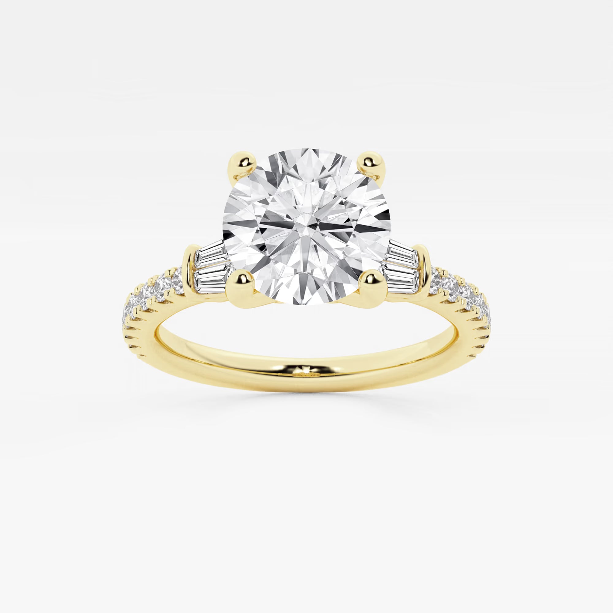 Round Cut Lab Grown Diamond Three Stone Engagement Ring
