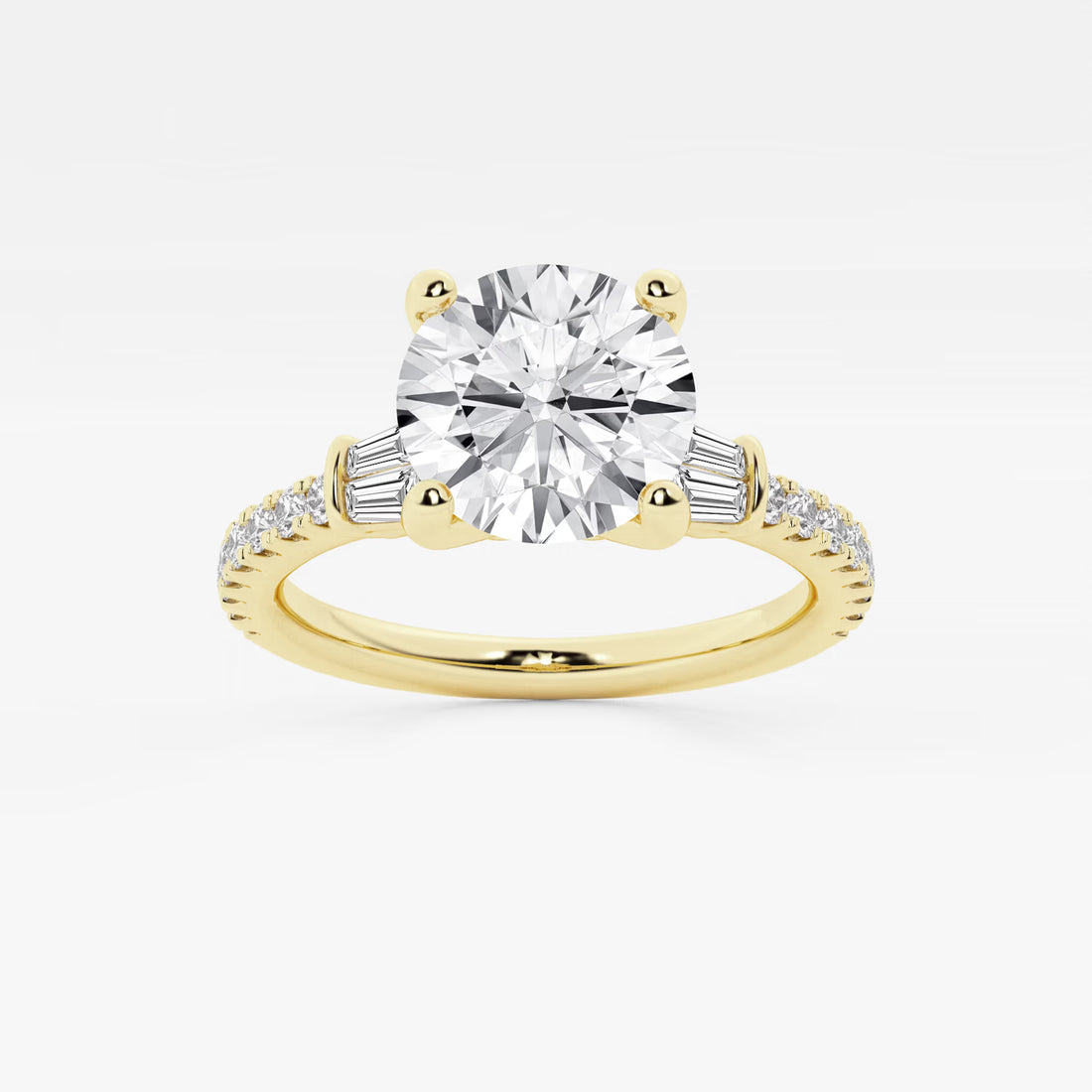 Round Cut Lab Grown Diamond Three Stone Engagement Ring