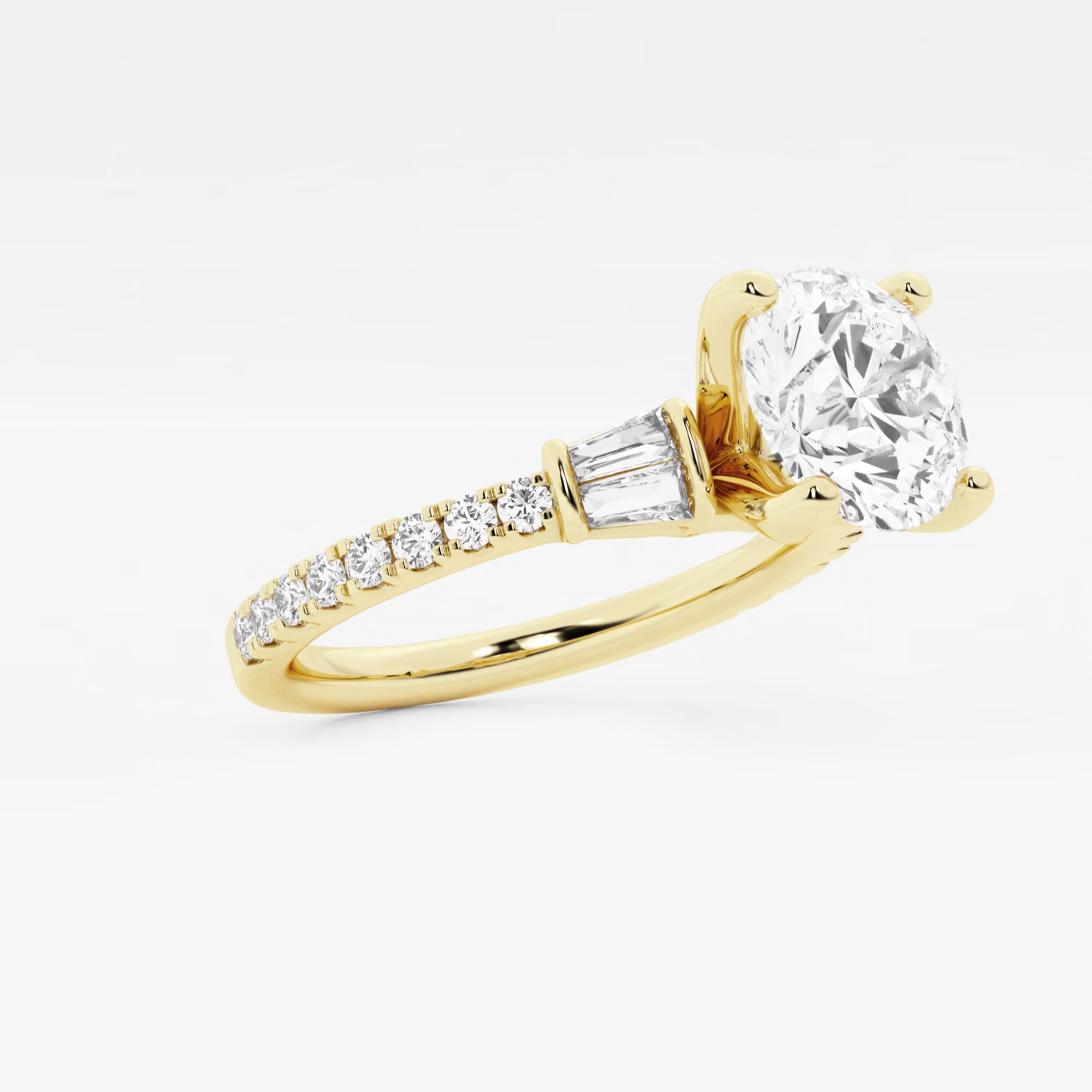 Round Cut Lab Grown Diamond Three Stone Engagement Ring
