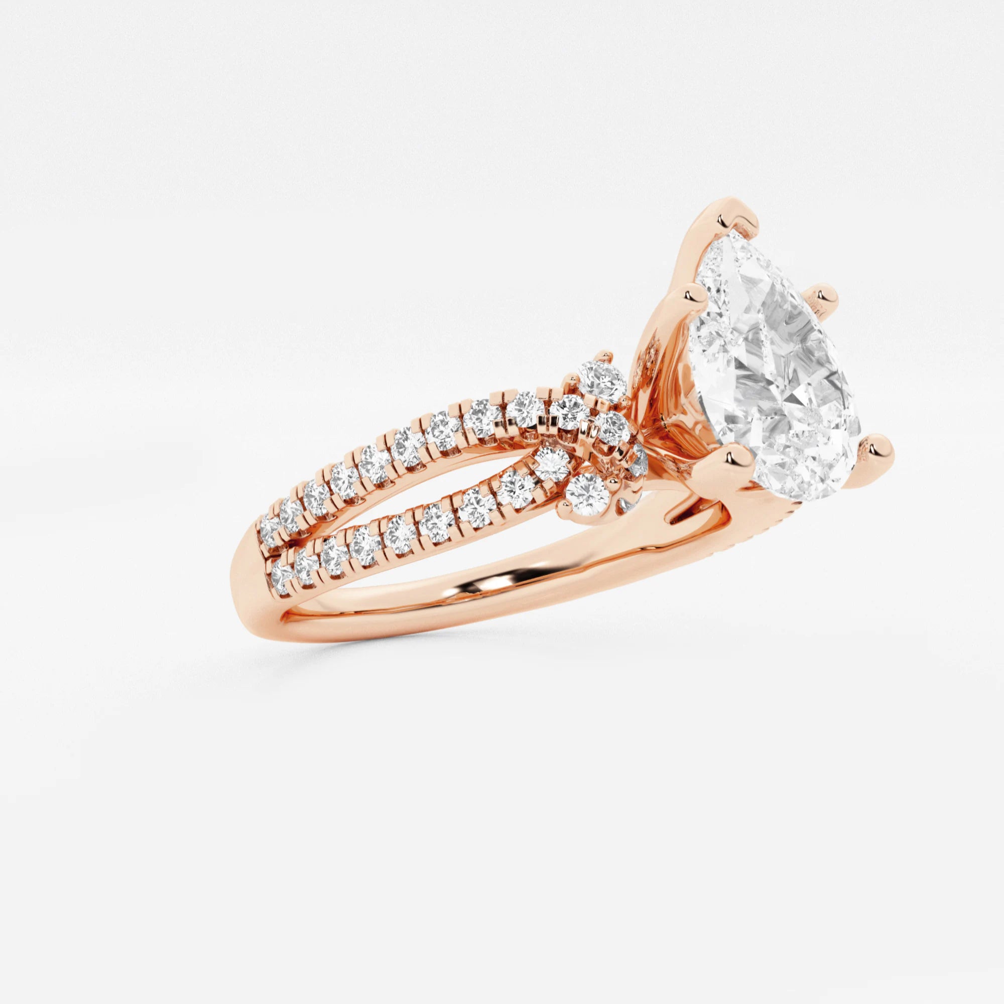 Pear Cut Lab Grown Diamond Engagement Ring, Twisted Pave Diamond Band