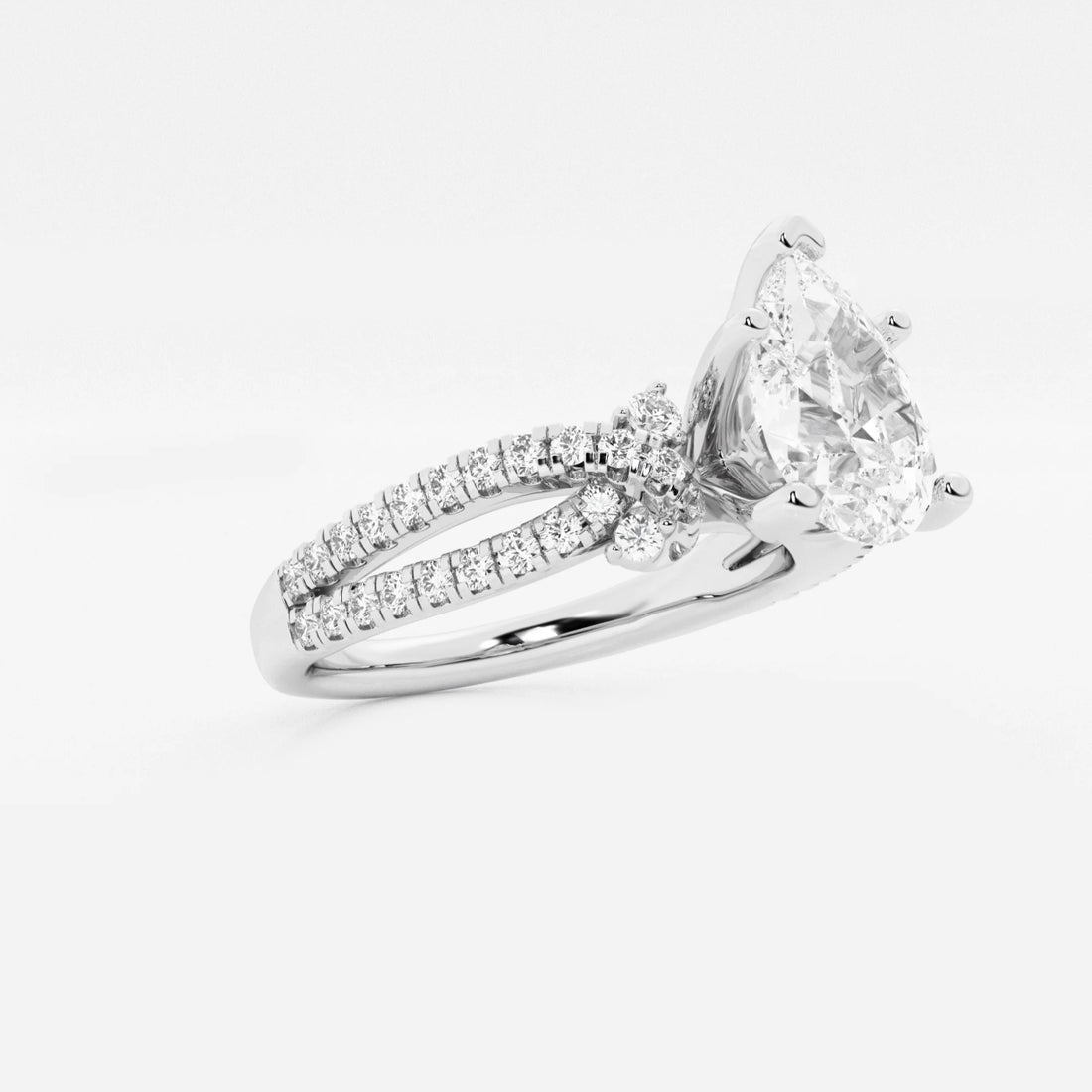 Pear Cut Lab Grown Diamond Engagement Ring, Twisted Pave Diamond Band