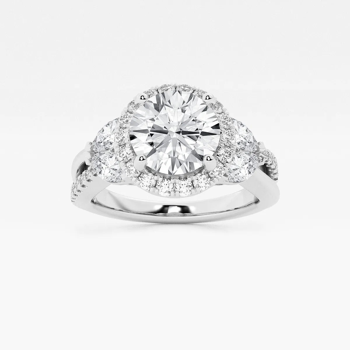 Round Cut Lab Grown Diamond Halo Engagement Ring
