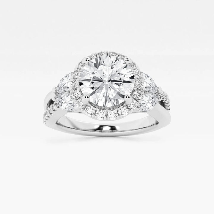 Round Cut Lab Grown Diamond Halo Engagement Ring