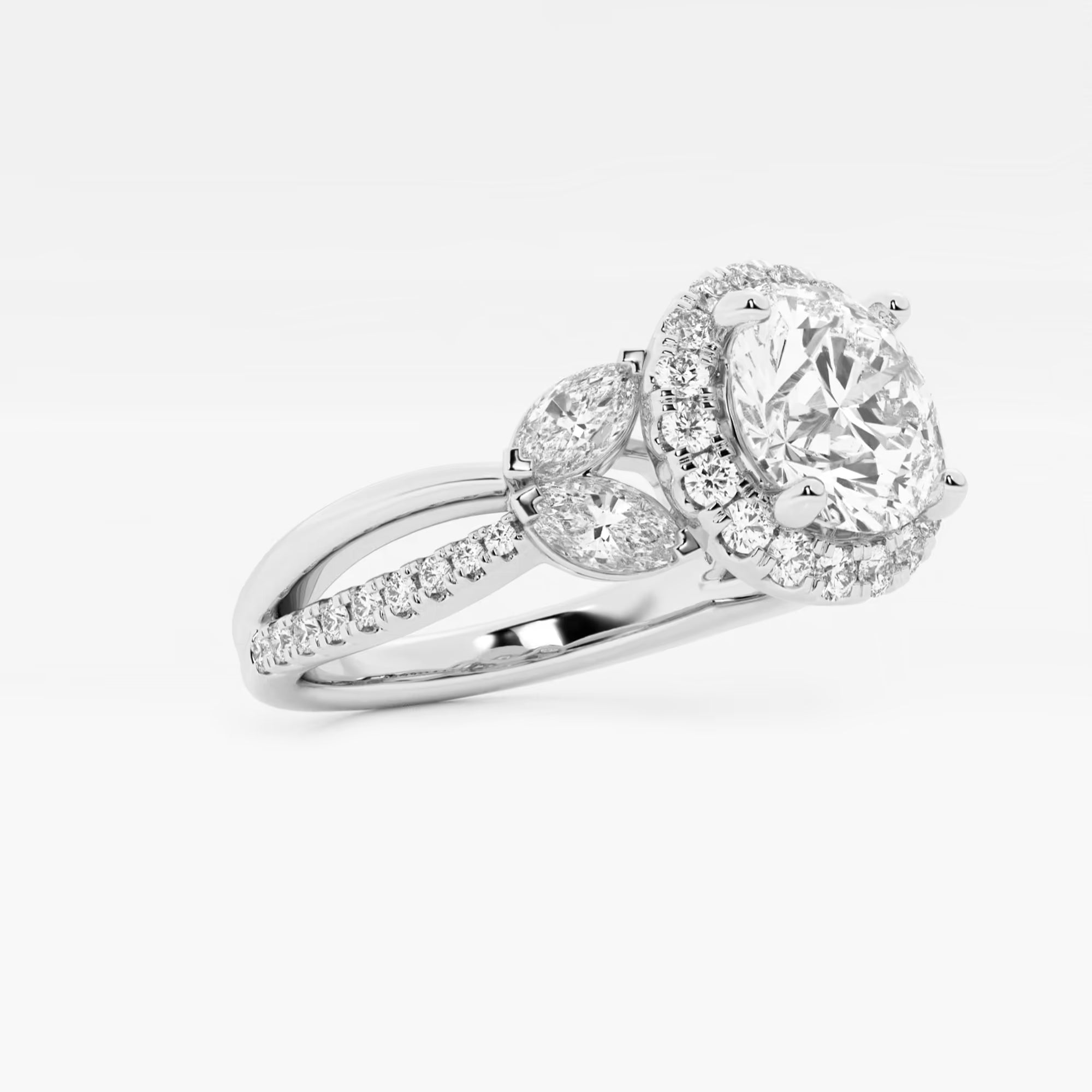 Round Cut Lab Grown Diamond Halo Engagement Ring