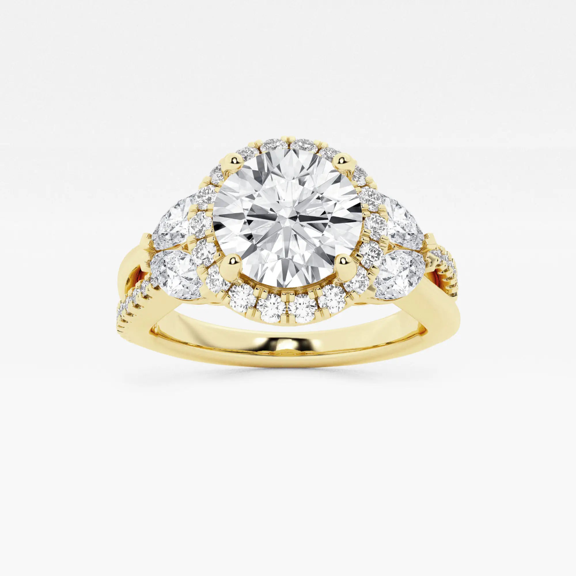 Round Cut Lab Grown Diamond Halo Engagement Ring