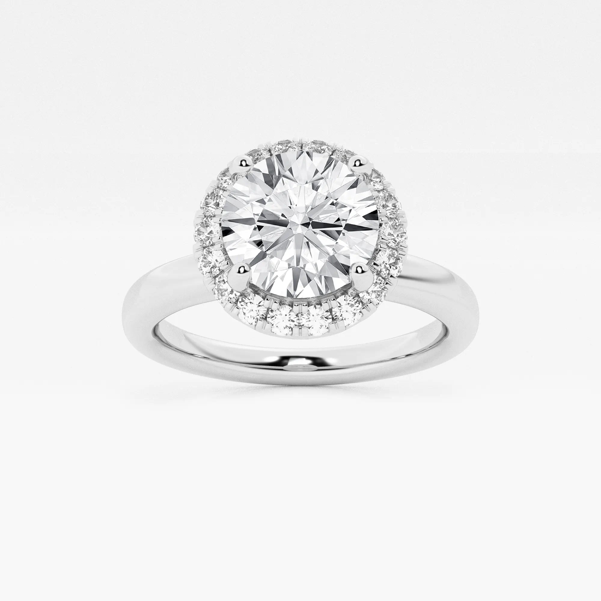 Round Cut Lab Grown Diamond Single Halo Engagement Ring