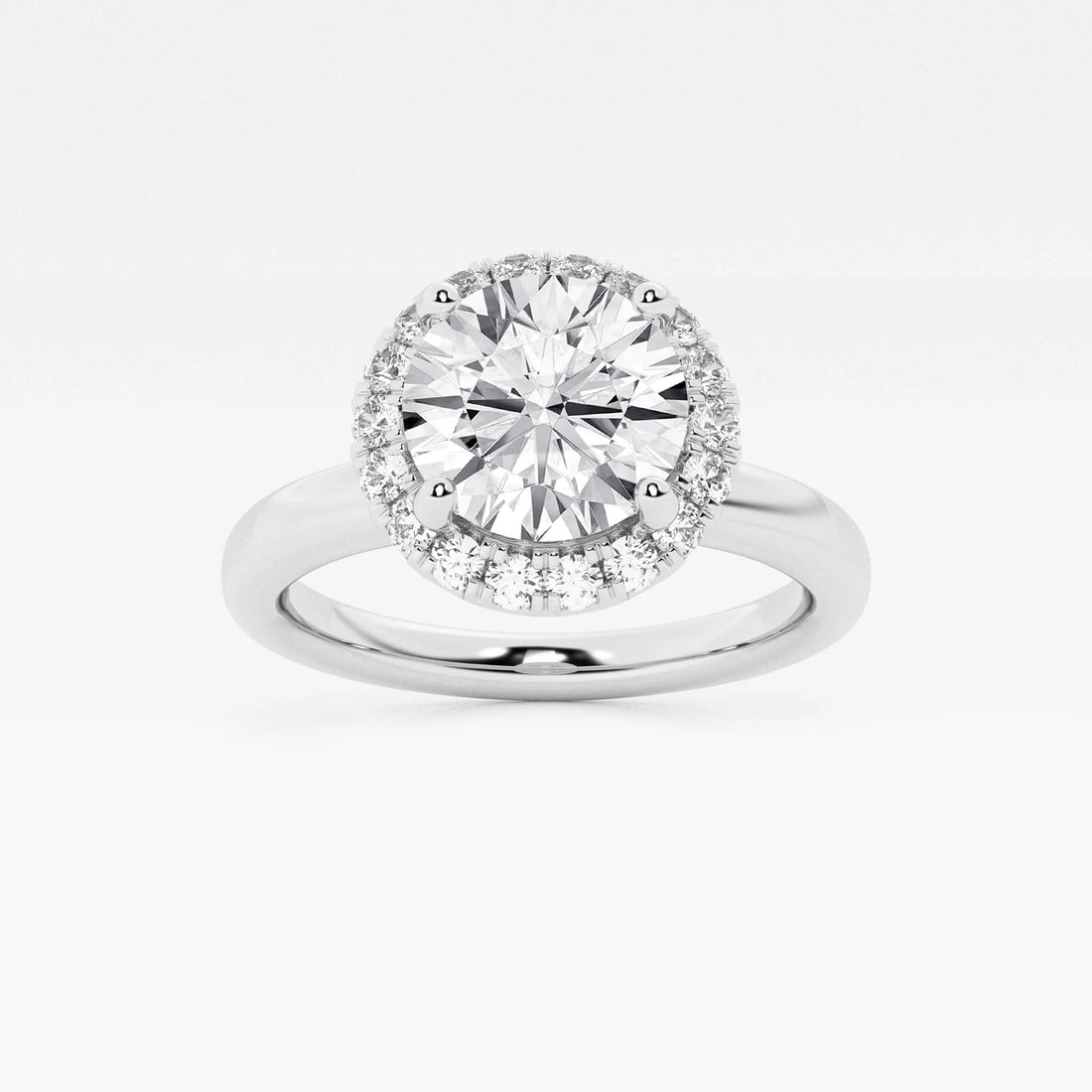 Round Cut Lab Grown Diamond Single Halo Engagement Ring