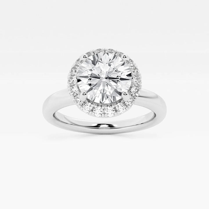 Round Cut Lab Grown Diamond Single Halo Engagement Ring