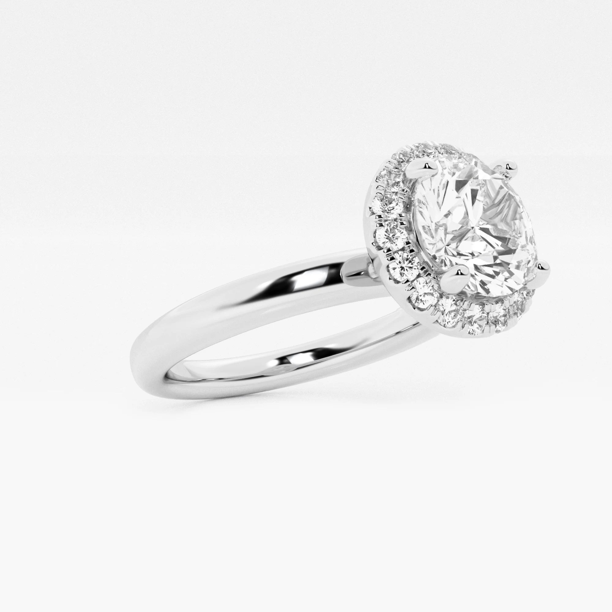 Round Cut Lab Grown Diamond Single Halo Engagement Ring