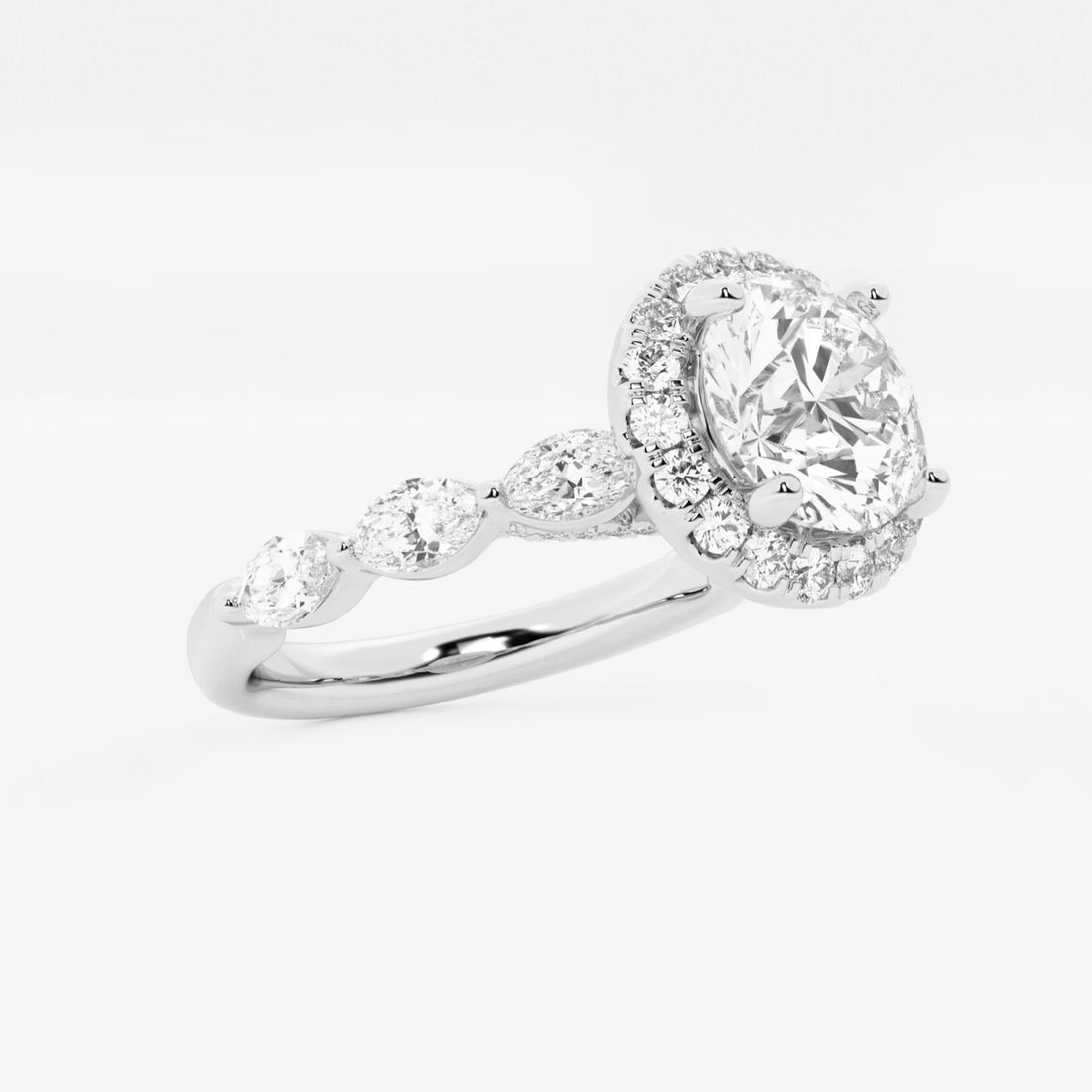 Round Cut Lab Grown Diamond Engagement Ring, Single Halo Round Brilliant Diamond Ring