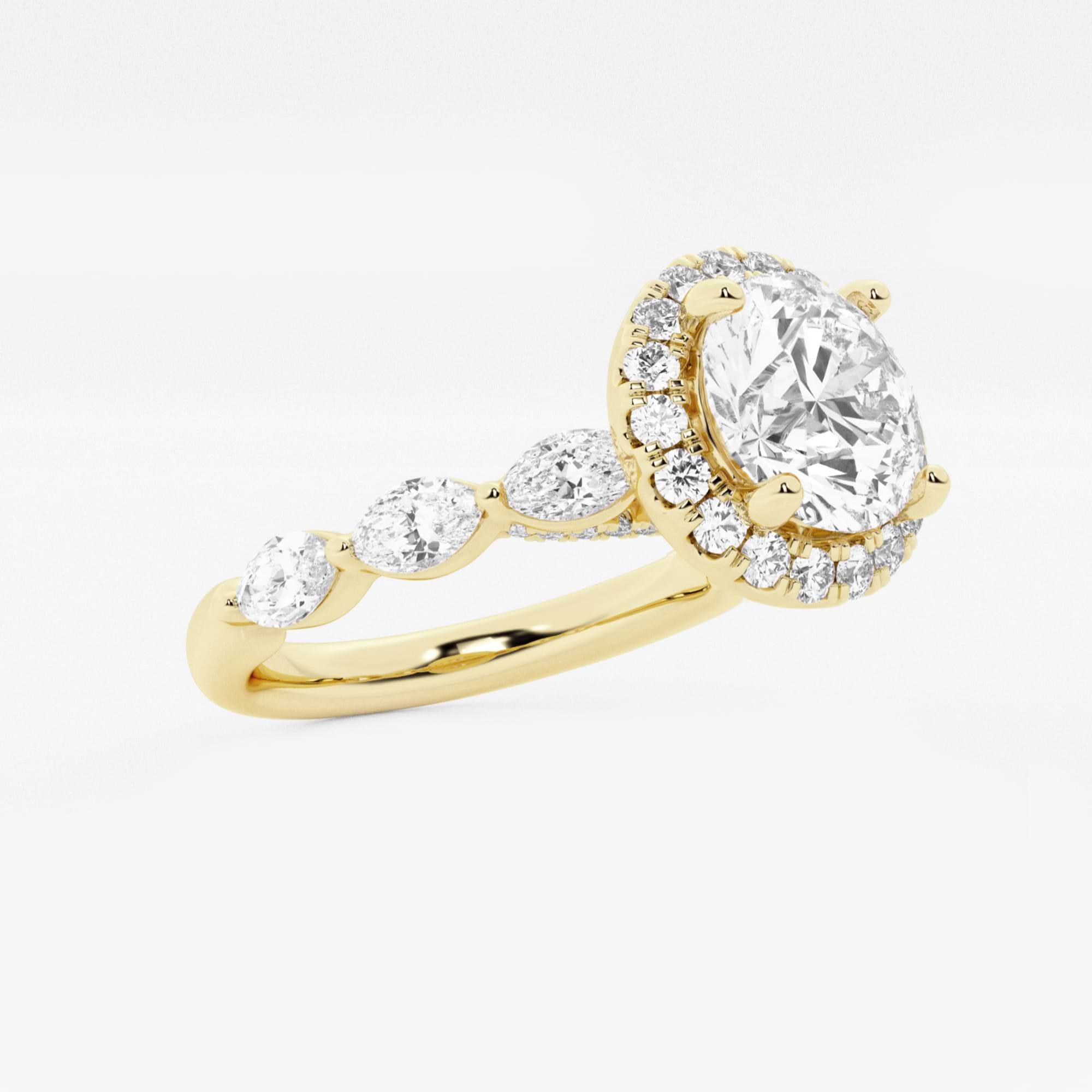 Round Cut Lab Grown Diamond Engagement Ring, Single Halo Round Brilliant Diamond Ring