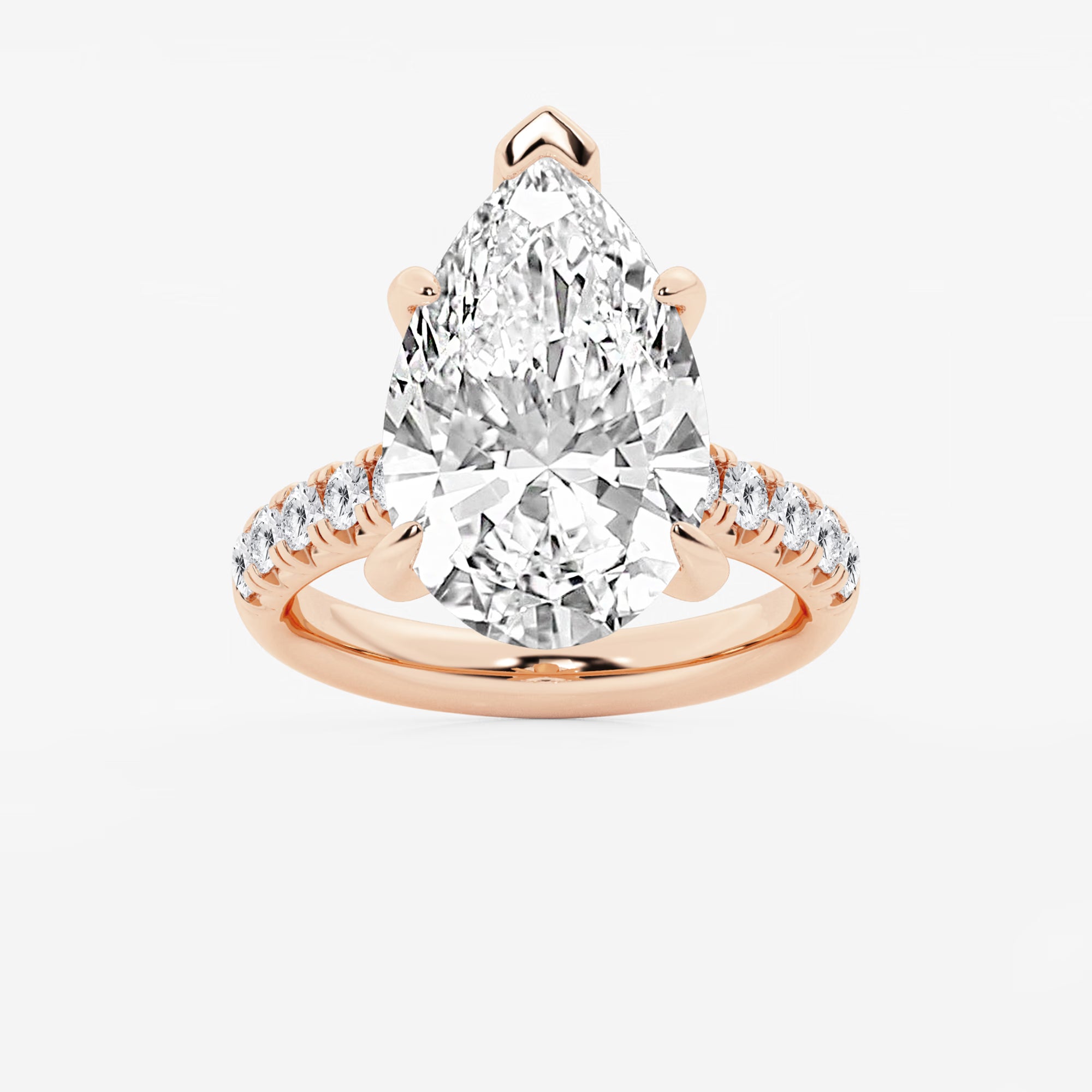 Pear Cut Lab Grown Diamond Engagement Ring, Large Pear Shape Diamond Ring