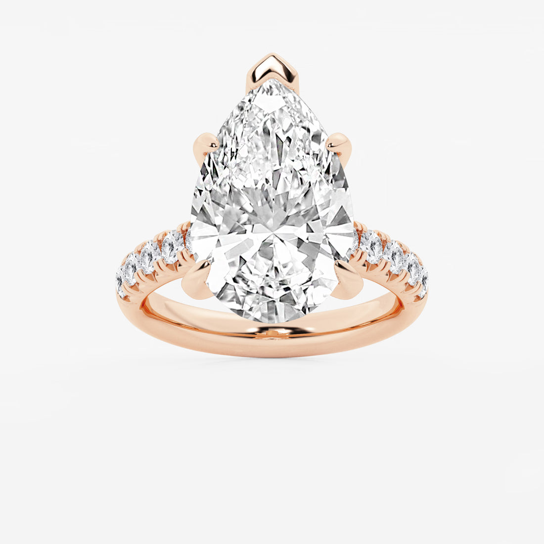 Pear Cut Lab Grown Diamond Engagement Ring, Large Pear Shape Diamond Ring