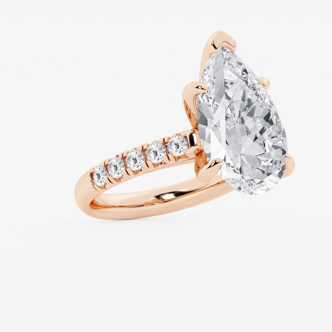 Pear Cut Lab Grown Diamond Engagement Ring, Large Pear Shape Diamond Ring