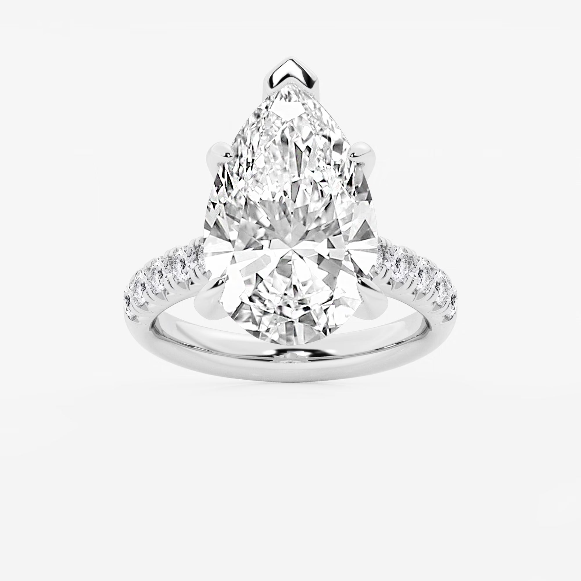 Pear Cut Lab Grown Diamond Engagement Ring, Large Pear Shape Diamond Ring