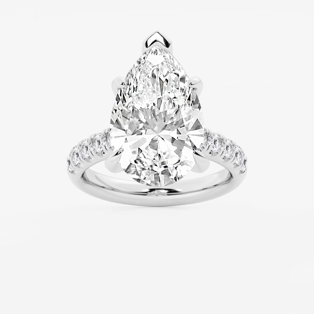 Pear Cut Lab Grown Diamond Engagement Ring, Large Pear Shape Diamond Ring