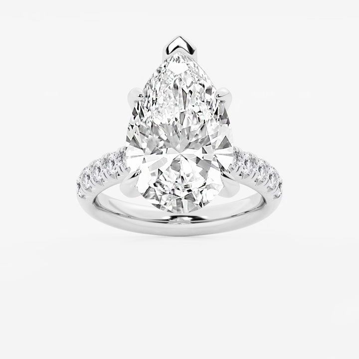Pear Cut Lab Grown Diamond Engagement Ring, Large Pear Shape Diamond Ring