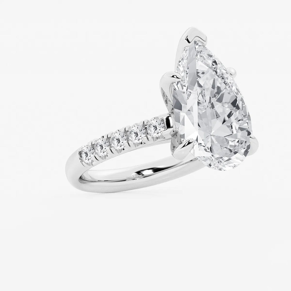 Pear Cut Lab Grown Diamond Engagement Ring, Large Pear Shape Diamond Ring