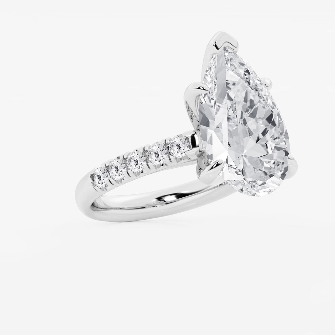 Pear Cut Lab Grown Diamond Engagement Ring, Large Pear Shape Diamond Ring