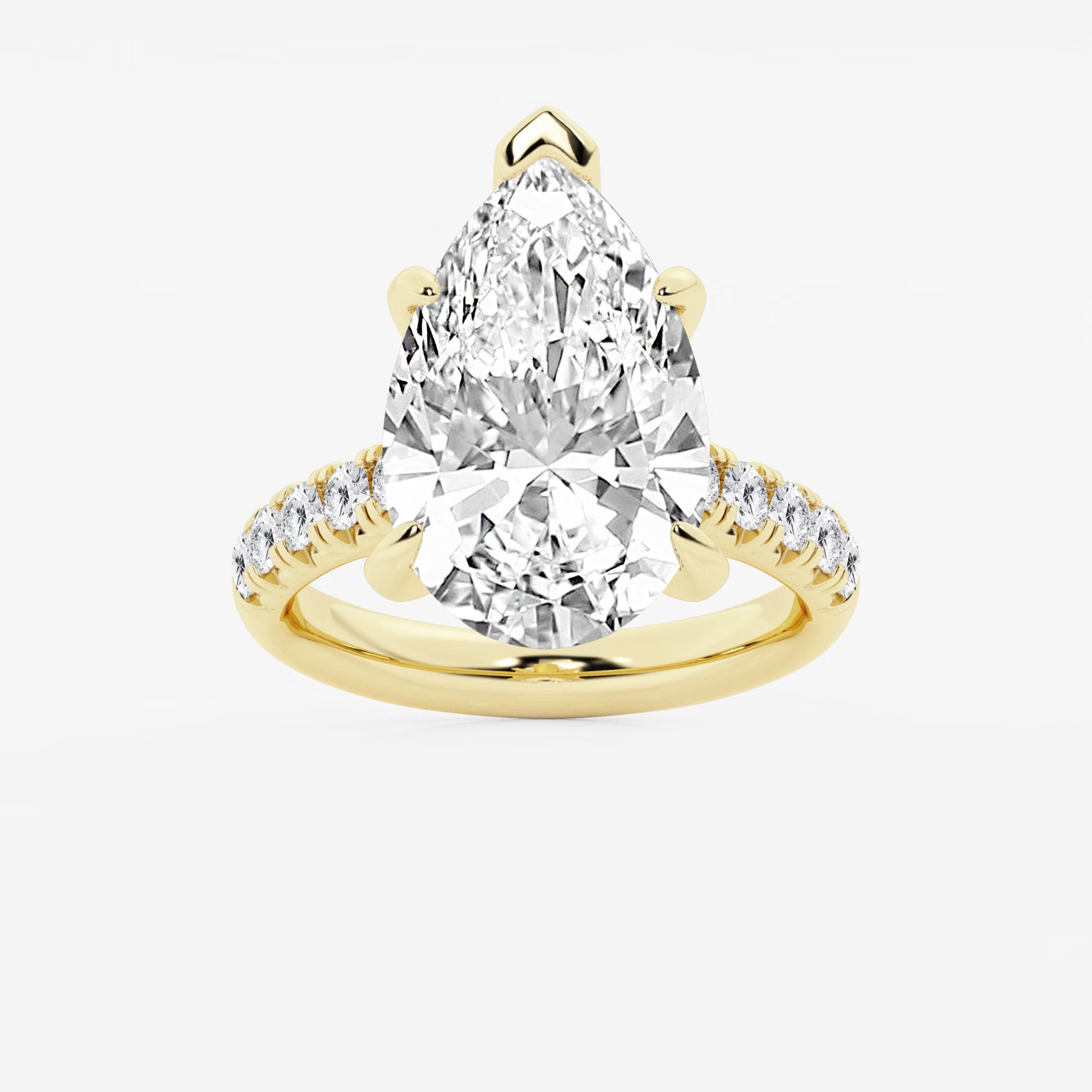 Pear Cut Lab Grown Diamond Engagement Ring, Large Pear Shape Diamond Ring