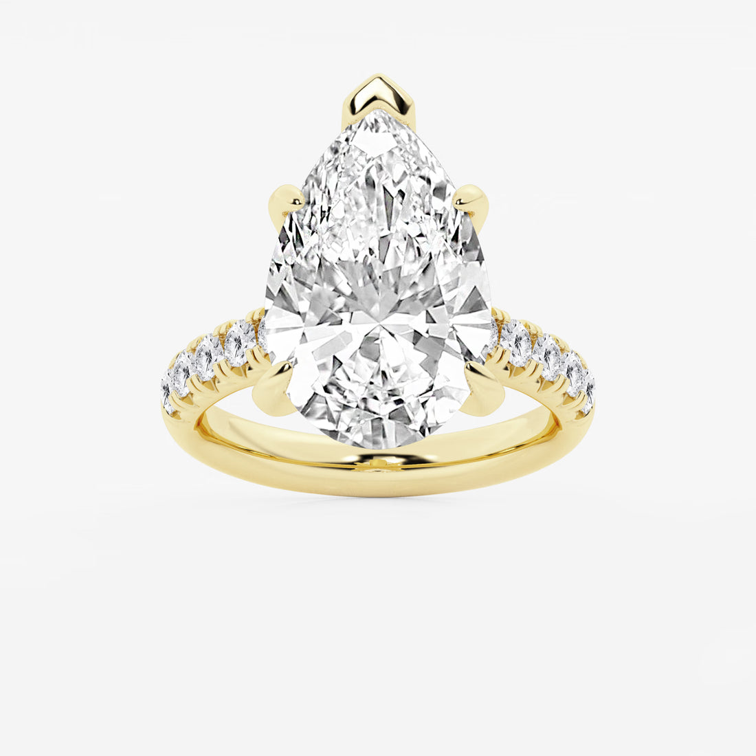 Pear Cut Lab Grown Diamond Engagement Ring, Large Pear Shape Diamond Ring