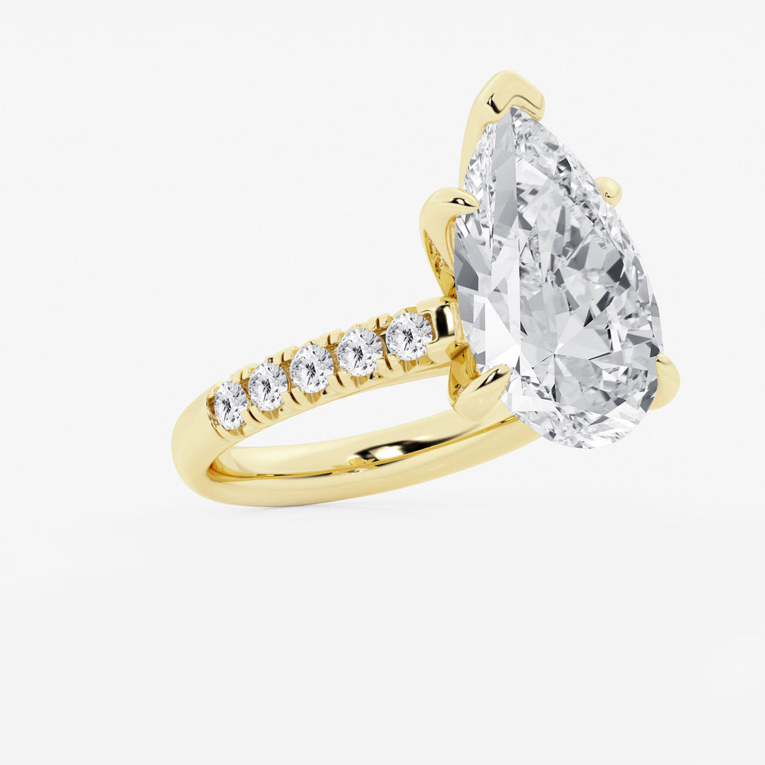 Pear Cut Lab Grown Diamond Engagement Ring, Large Pear Shape Diamond Ring