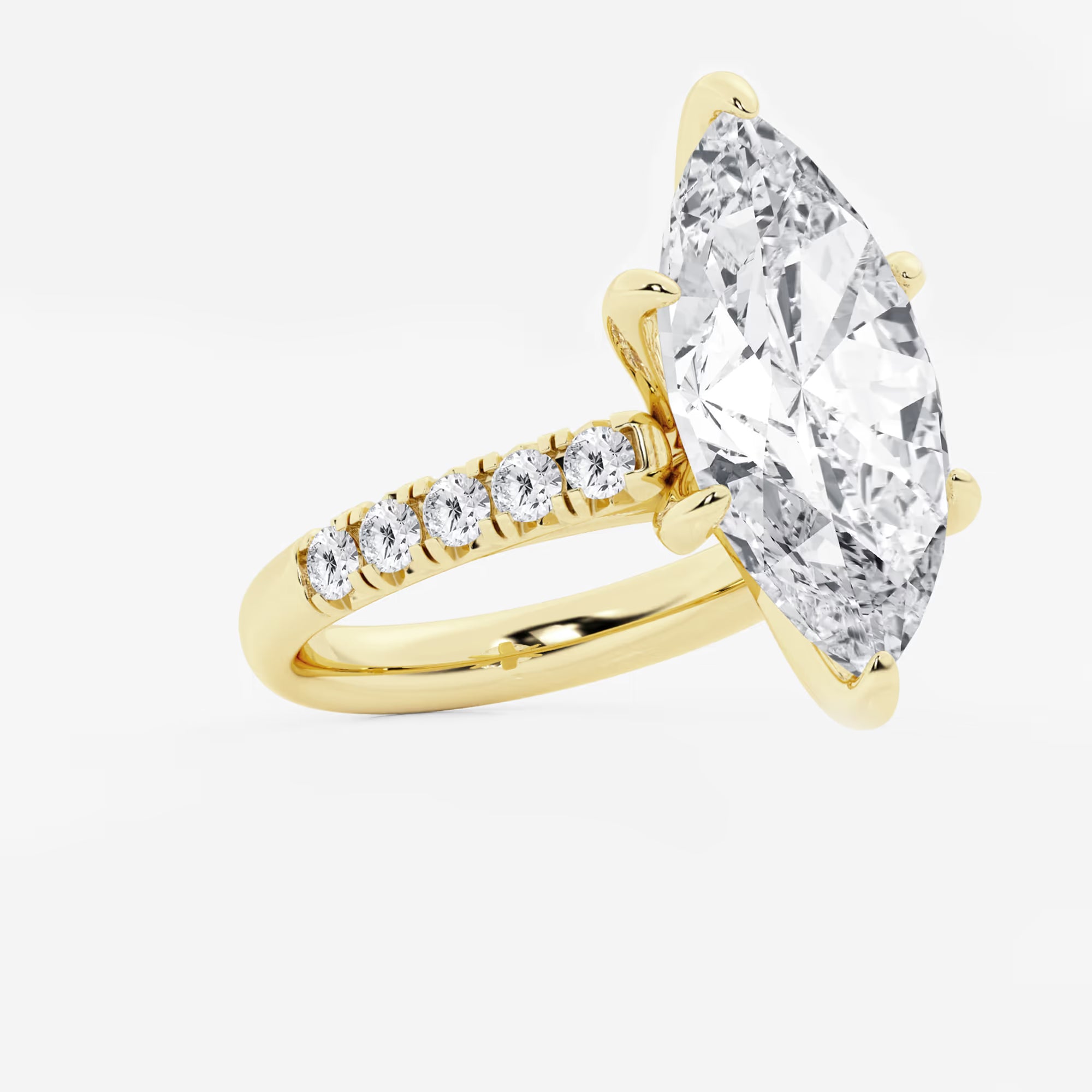 Isadora Marquise Lab-Grown Diamond Scalloped Classic Pavé Solitaire Engagement Ring with Side Accents