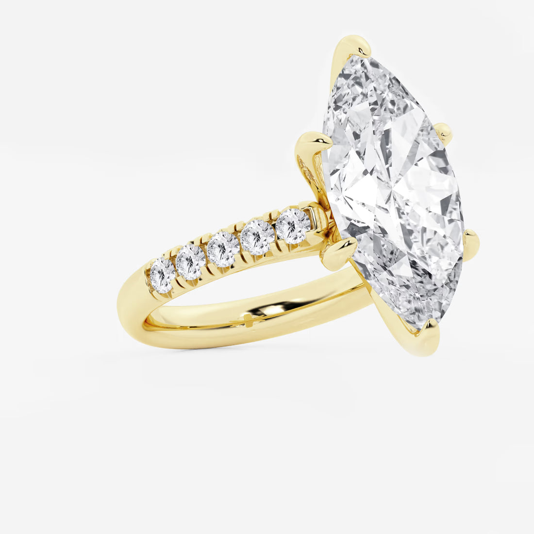 Isadora Marquise Lab-Grown Diamond Scalloped Classic Pavé Solitaire Engagement Ring with Side Accents