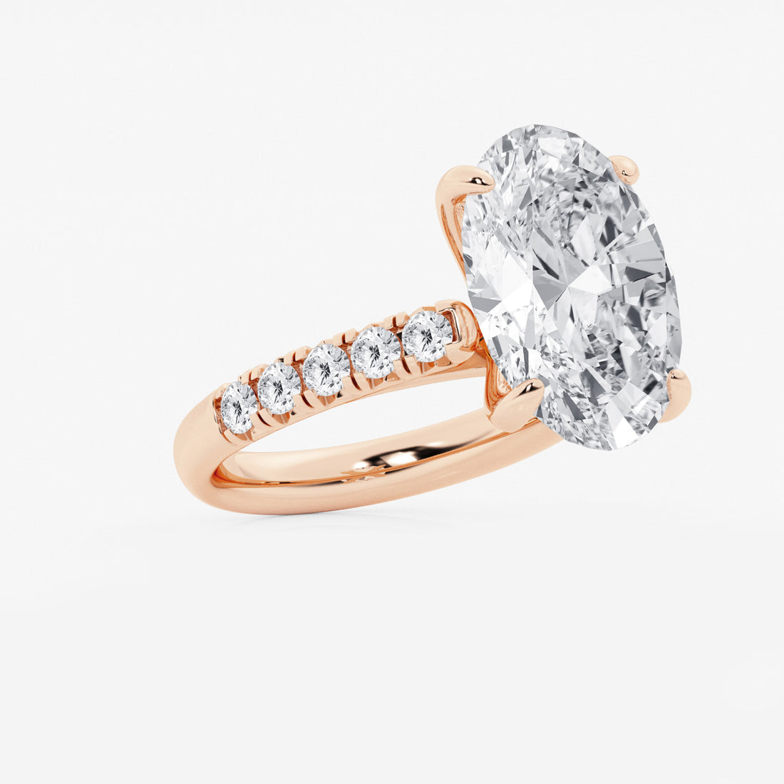 Oval Cut Lab-Grown Diamond Pavé Engagement Ring