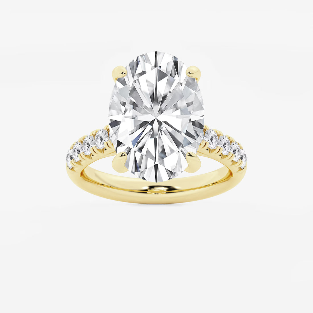 Oval Cut Lab-Grown Diamond Pavé Engagement Ring