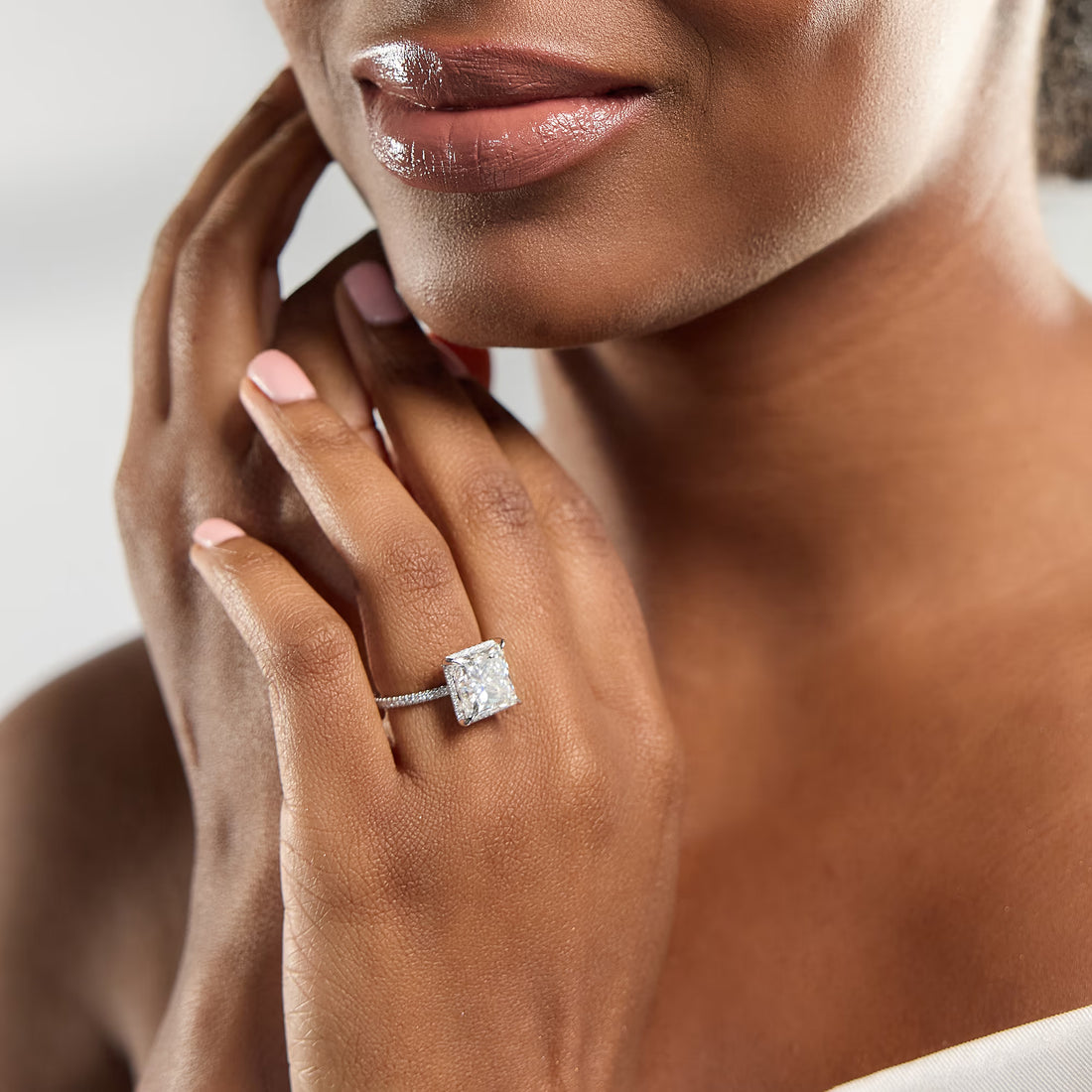 Princess Cut Lab Diamond Halo Engagement Ring